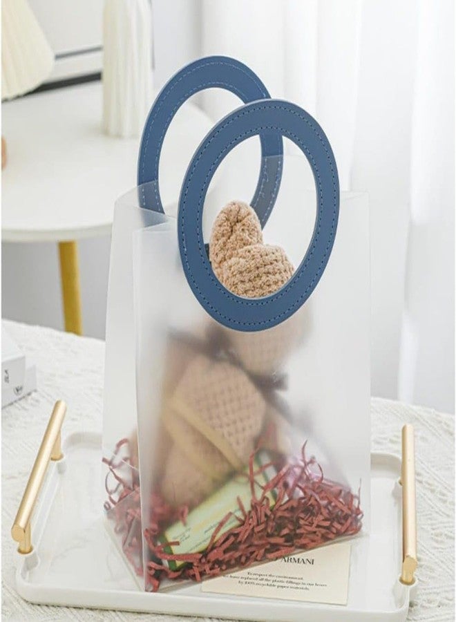 VRB Dec مجموعة VRB Dec المكونة من 12 قطعة من حقائب الهدايا الجلدية ذات المقابض، حقائب هدايا لحفلات أعياد ميلاد الأطفال، حقائب هدايا لحفلات أعياد الميلاد للأولاد والبنات، حقائب هدايا بمقابض ملونة. (18×16×8 سم - 12 قطعة بمقابض دائرية صغيرة شفافة) - Image 4